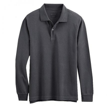 深灰色長(cháng)袖翻領(lǐng)T恤衫免費提供繡花服務(wù)