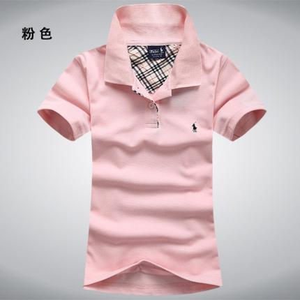 【定制】粉紅色女士POLO衫，時(shí)尚款式加工設計